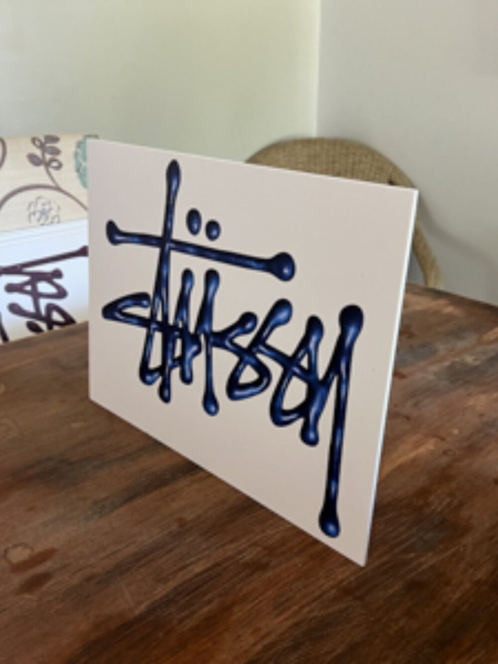 Custom Deep Navy Blue STUSSY Logo Sign | 12x16 Digitally Printed PVC Board Art